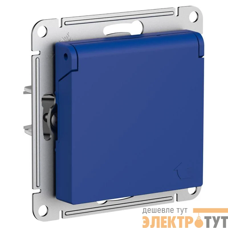Розетка AtlasDesign 16А IP20 с заземл. защ. шторки с крышкой механизм аквамарин SE ATN001146