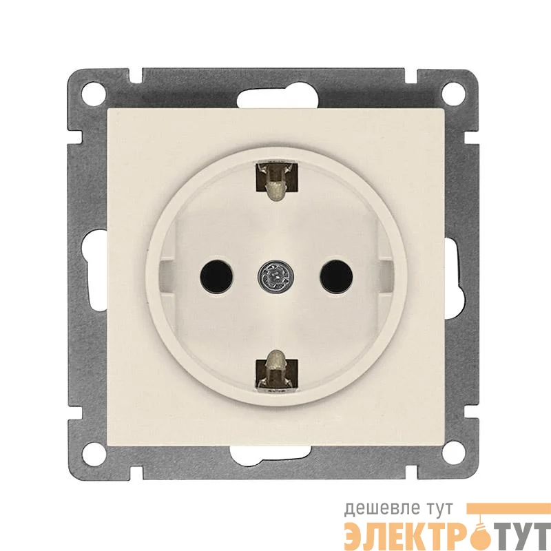 Розетка 1-м СП Афина 16А IP20 с заземл. механизм сл. кость (ivory) Universal A0028-I