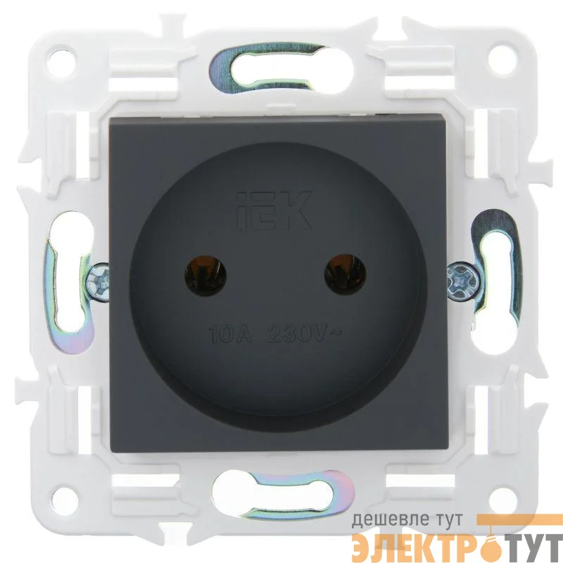Розетка SKANDY 10А без заземл. без защ. шторок SK-R02G графит IEK SK-R10-10-K53