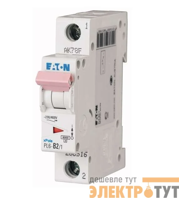 Выключатель автоматический модульный 1п C 16А 6кА PL6-C16/1 EATON 286533