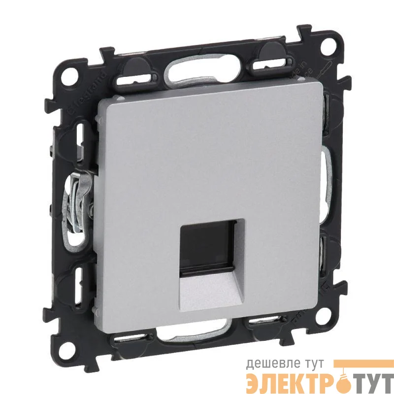 Механизм розетки комп. 1-м Valena Life RJ45 CAT.5E UTP с лицевой панелью алюм. Leg 753640