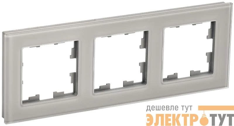 Рамка 3-м BRITE РУ-3-2-БрД стекло дым. IEK BR-M32-G-K30