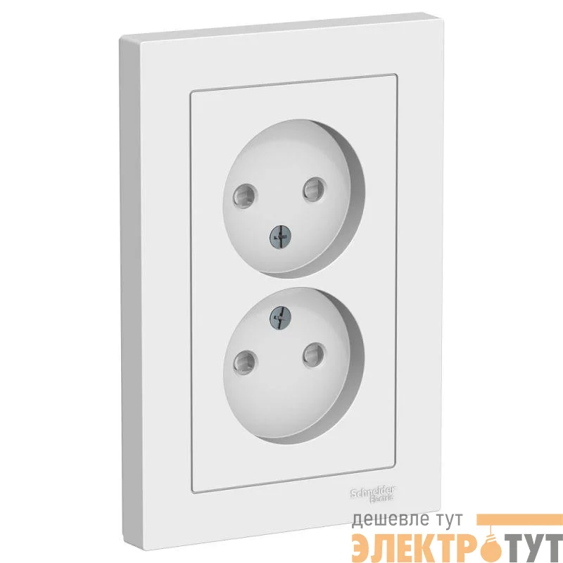 Розетка 2-м AtlasDesign 16А без заземл. защ. шторки в сборе бел. SchE ATN000122