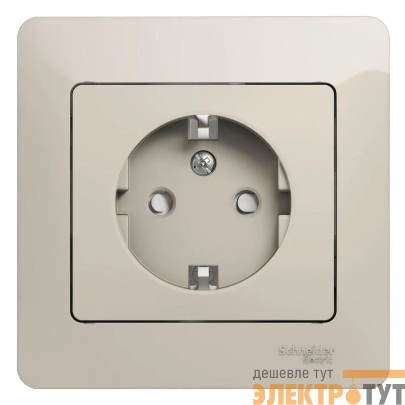 Розетка 1-м СП Glossa 16А IP20 250В с заземл. защ. шторки в сборе молоч. SchE GSL000944