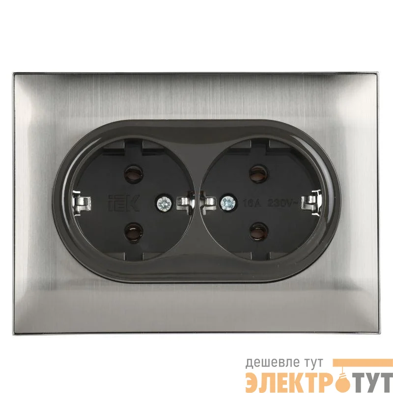 Розетка 2-м SKANDY 16А с заземл. защ. шторки в сборе SK-R07N никель IEK SK-R24-16-K50-F