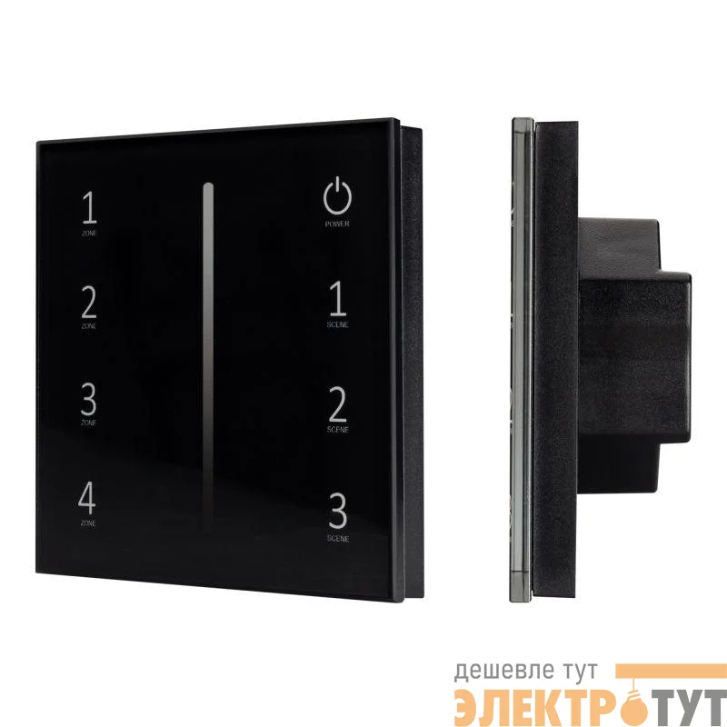 Панель Sens SMART-P17-DIM Black (230В 4 зоны 2.4G) (IP20 пластик) Arlight 028129