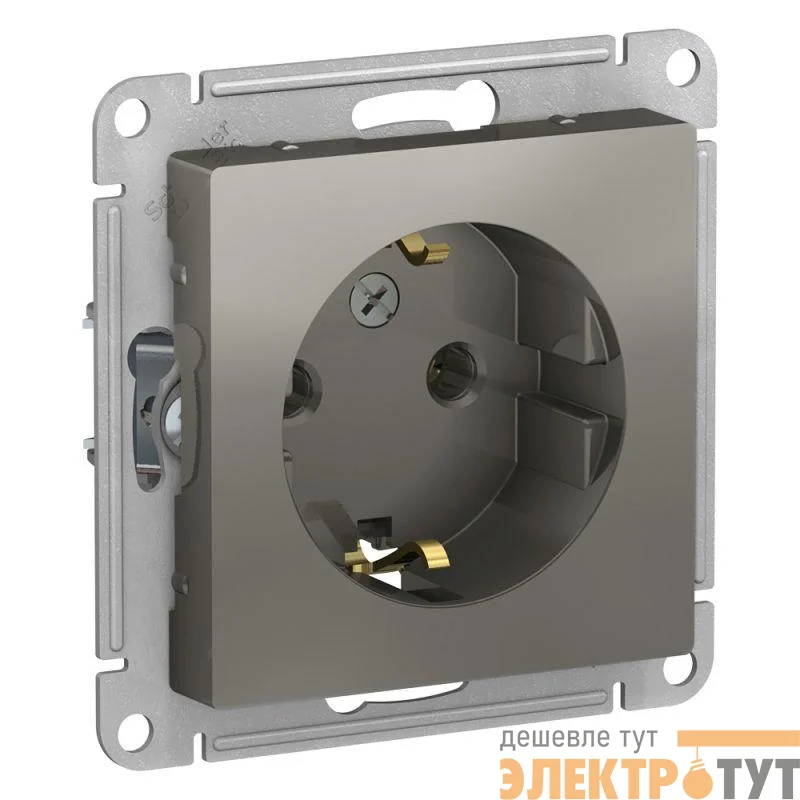 Розетка 1-м СП AtlasDesign 16А IP20 с заземл. механизм сталь SE ATN000943