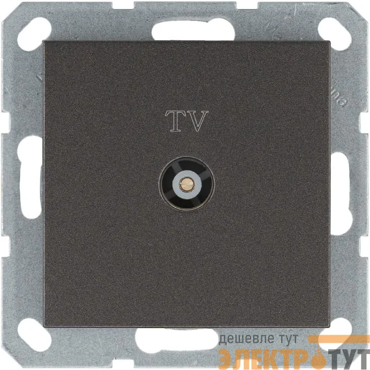 Розетка телевизионная проходная TV Ф9.5мм механизм мокко Jasmart G6002Z