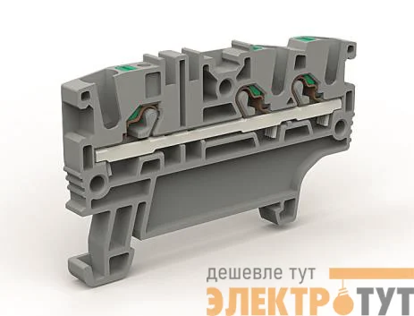 Клемма проходная 3 точки подключения на 2.5кв.мм DKC ZEFC210GR