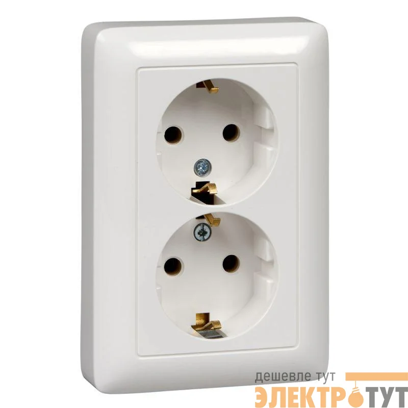 Розетка 2-м СП Хит 16А 250В с заземл. без защ. шторок бел. SE RS16-236-B