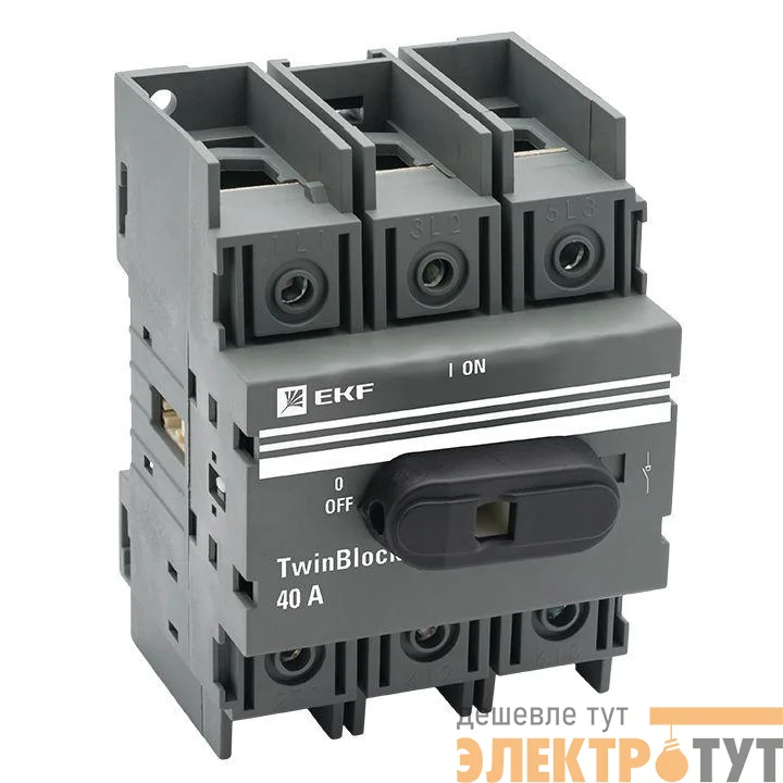 Рубильник 3п 40А с рукояткой управления для прямой установки TwinBlock EKF tb-40-3p-f