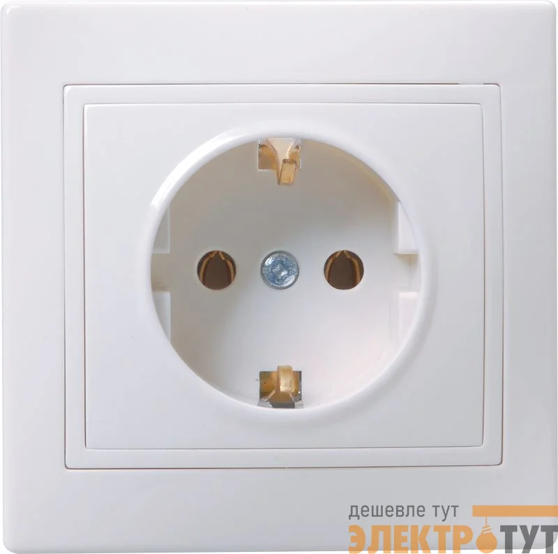 Розетка 1-м СП Кварта РС10-3-КБ 16А IP20 с заземл. без защ. шторок керамика бел. GENERICA ERK11-K01-16-K