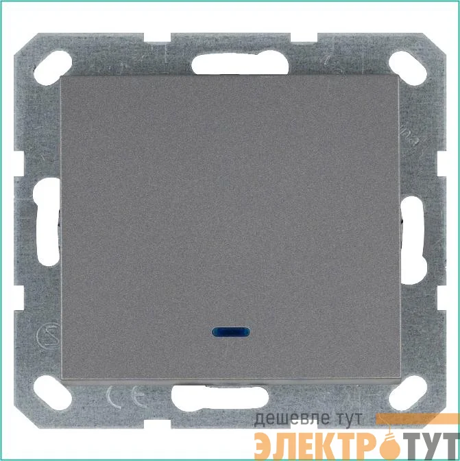 Выключатель 1-кл. 10А IP20 с подсветкой механизм алюм. Jasmart G3011NS