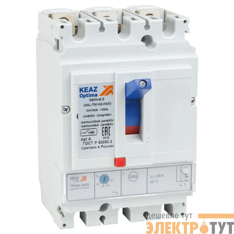 Выключатель автоматический OptiMat D250L-TM100-УХЛ3 КЭАЗ 291417