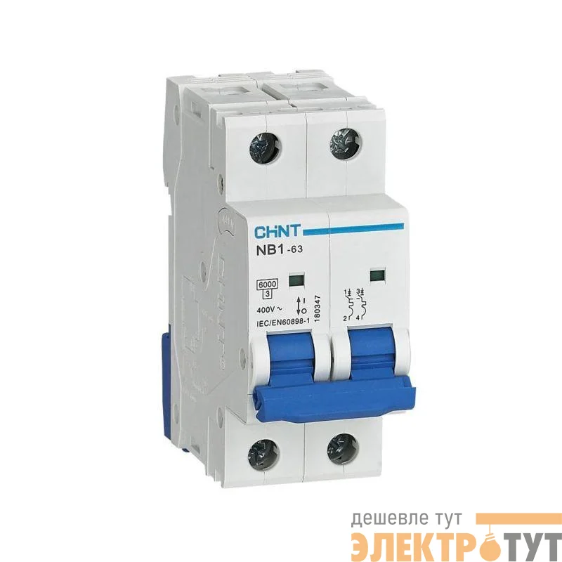 Выключатель автоматический модульный 2п C 25А 6кА NB1-63 (R) CHINT 179661