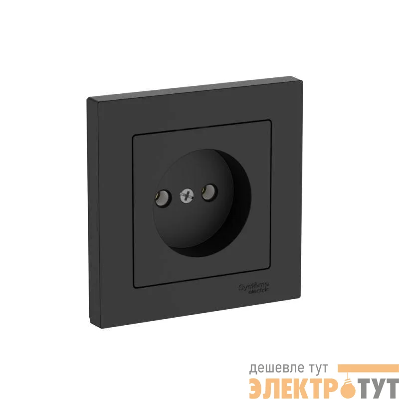Розетка AtlasDesign 16А без заземл. быстрозажим. клем. в сборе карбон SE ATN001040S