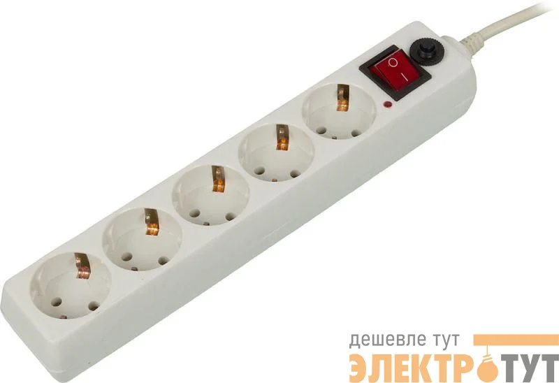 Удлинитель с сетевым фильтром 5х10м с заземл. 10А IP20 500SH-10-W 2.2кВт CCA бел. BURO 992302
