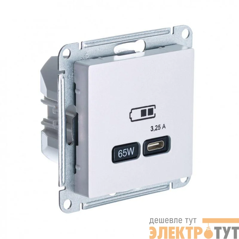 Розетка USB AtlasDesign тип C 65Вт QC PD высокоскор. ЗУ механизм жемчуж. SE ATN000427