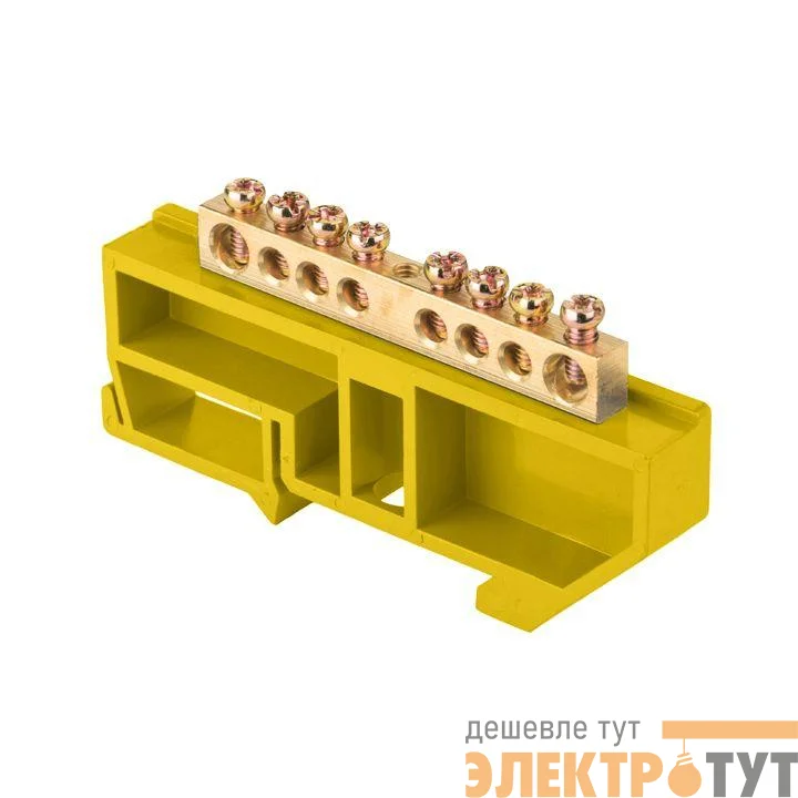 Шина нулевая N 6х9 8 отвер. латунь желт. изолятор на DIN-рейку PROxima EKF sn0-63-08-dz