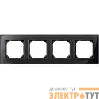 Рамка 4-м Merten стекло черн. оникс SchE MTN404403
