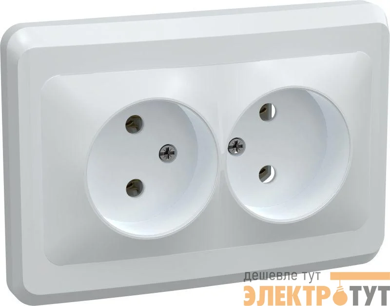 Розетка 2-м СП Вега РС12-2-ВБ без заземл. контакта без защ. штор 10А бел. GENERICA ERV20-K01-10-DM