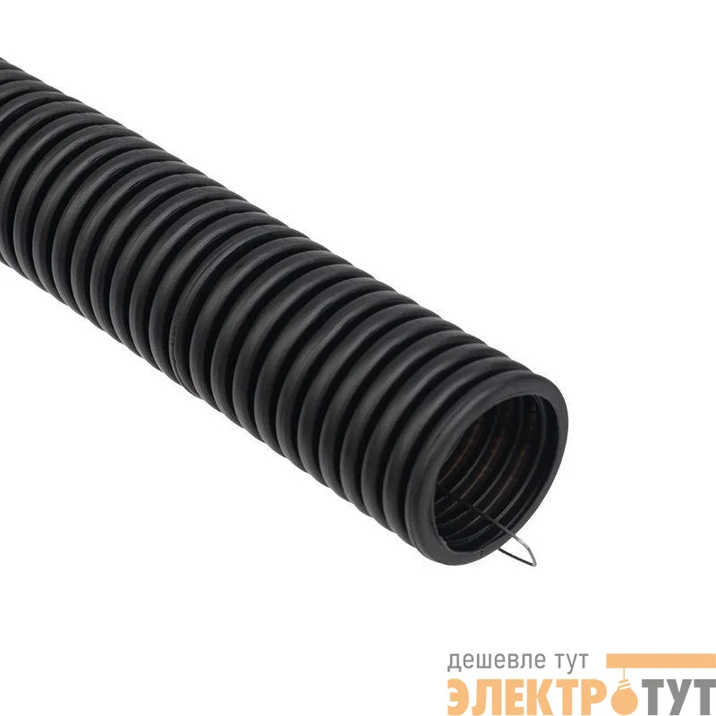 Труба гофрированная ПНД d25мм с протяжкой черн. (уп.50м) Rexant 28-0025-3