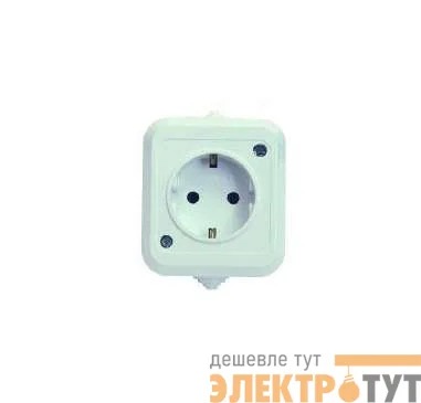 Розетка 1-м ОП 16А IP44 п/герм. с заземл. бел. Makel 18308