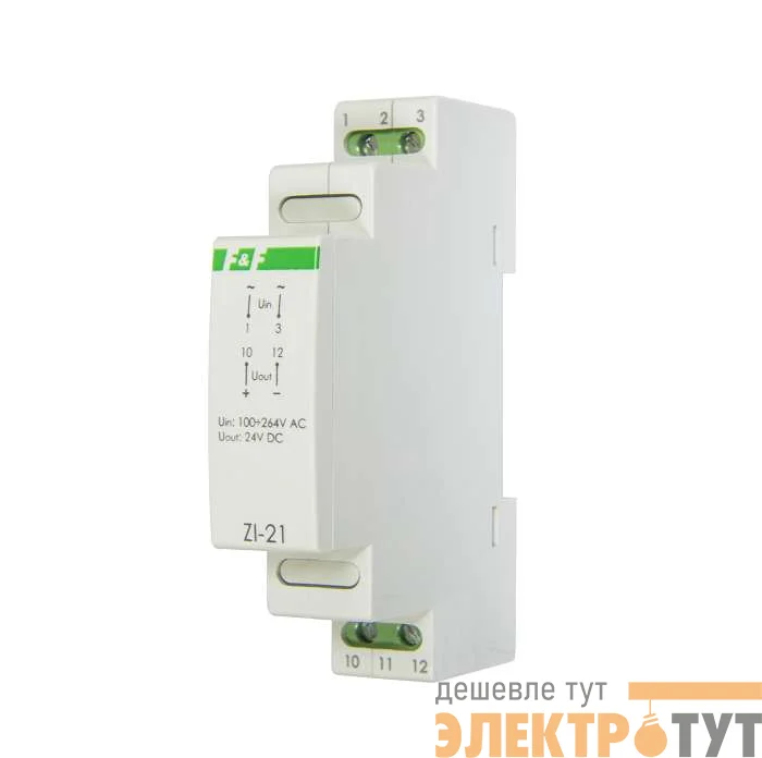 Блок питания ZI-21 (импульсный; Uвых. 24В DC; монтаж на DIN-рейке 35мм; 1 модуль 90-264В AC 0.5А 12Вт IP20) F&F EA11.001.011