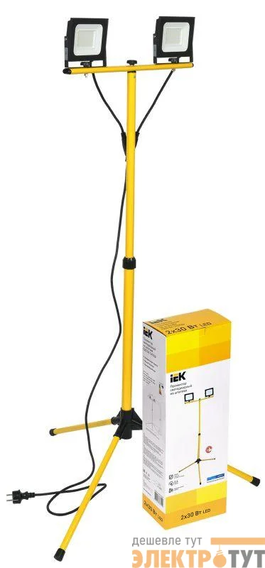 Прожектор светодиодный СДО 06-2х30Ш 6500К IP65 штатив черн. IEK LPDO606-2X030-65-K02