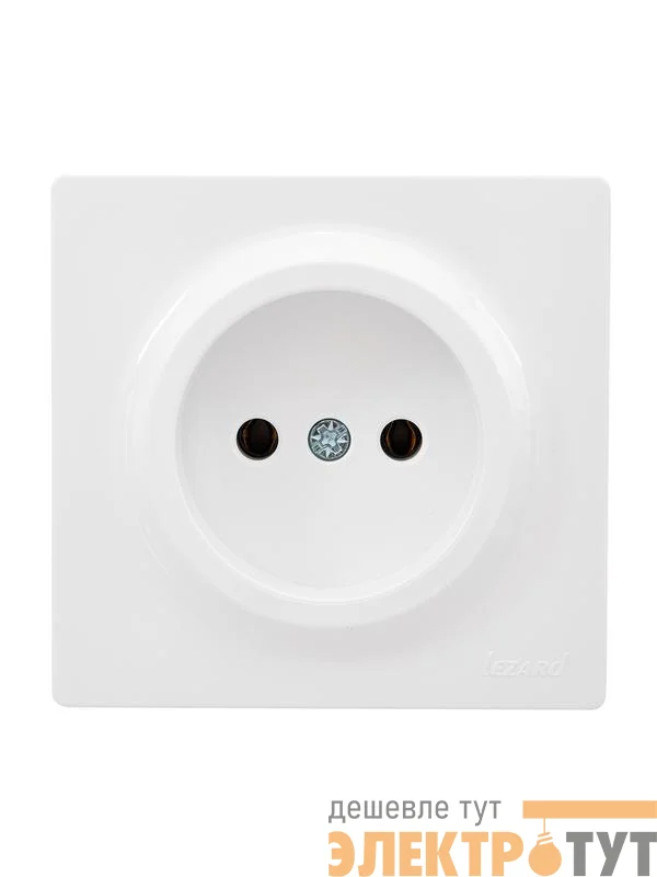 Розетка 1-м ОП LETO без заземл. ПБТ бел. LEZARD 752-0200-121B