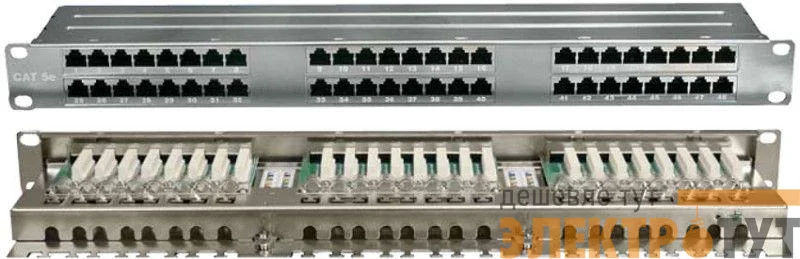 Патч-панель 19дюйм 1U кат.5E полн. экранир. 48 портов RJ45 Dual IDC PPHD-19-48-8P8C-C5E-SH-110D высок. плотности Hyperline 420641