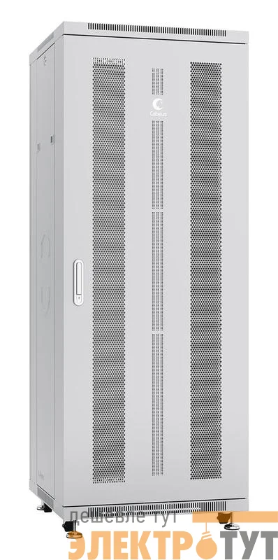 Шкаф монтажный телекоммуникационный напольн. ND-05C-32U60/60 19дюйм 32U 600х600х1610мм для распределит. и серверн. оборудования; передн. и задн. перфорир. двери ручка с замком RAL 7035 сер. Cabeus 7710c
