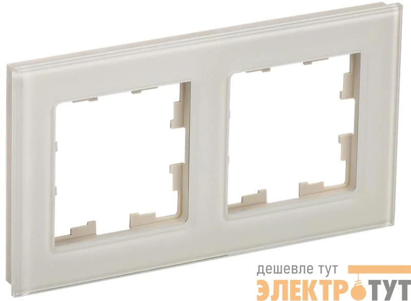 Рамка 2-м BRITE РУ-2-2-БрВа стекло ванильн. IEK BR-M22-G-K10