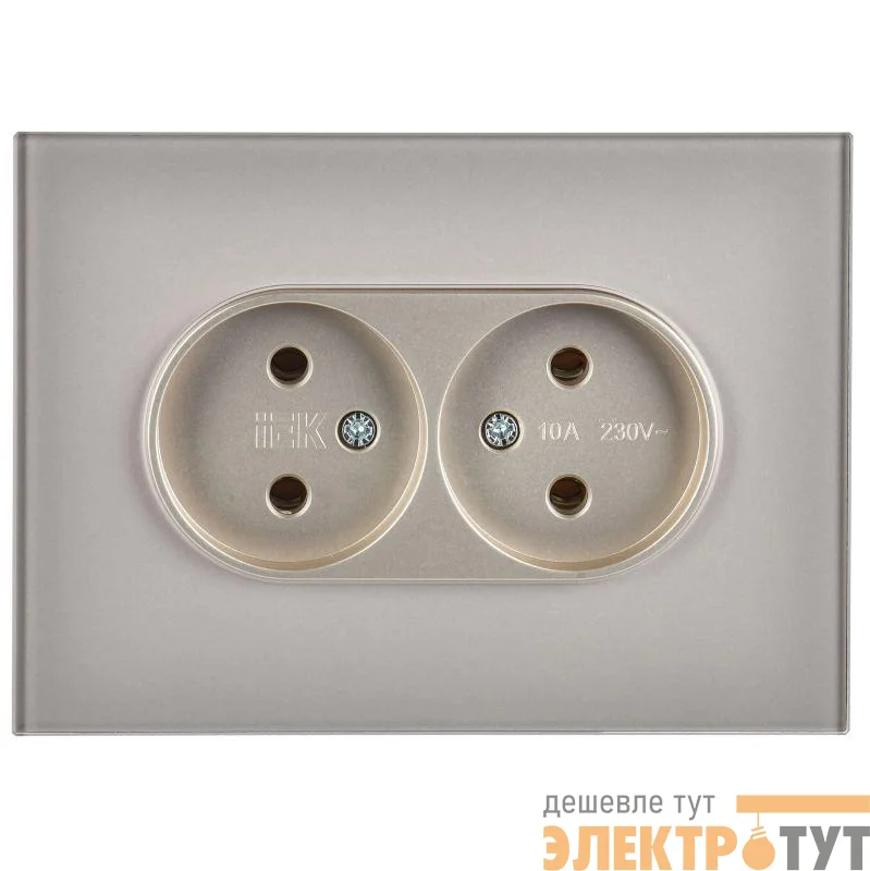 Розетка 2-м SKANDY 10А без заземл. без защ. шторок для плоской вилки SK-R03Sh шампань IEK SK-R20-10-K37