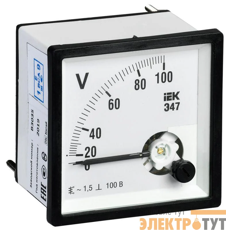 Вольтметр Э47 96х96мм 100В кл. точн. 1.5 IEK IPV20-6-0100-E