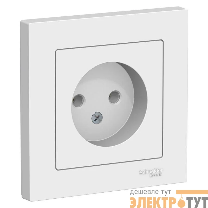 Розетка 1-м СП AtlasDesign 16А IP20 без заземл. в сборе бел. SE ATN000140