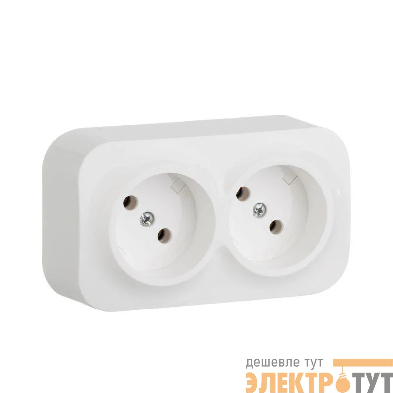 Розетка 2-м ОП Quteo 16А IP20 250В 2х2P без заземл. без защ. шторок бел. IEK 782231