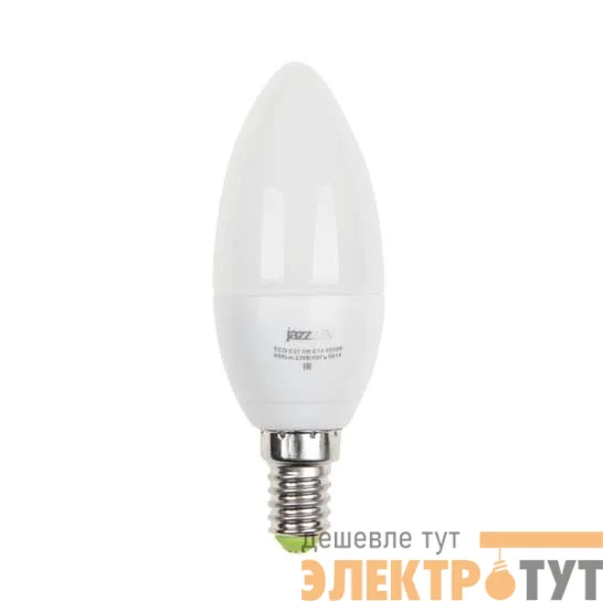 Лампа светодиодная PLED-ECO-C37 5Вт свеча 4000К бел. E27 400лм 230В JazzWay 2855329A