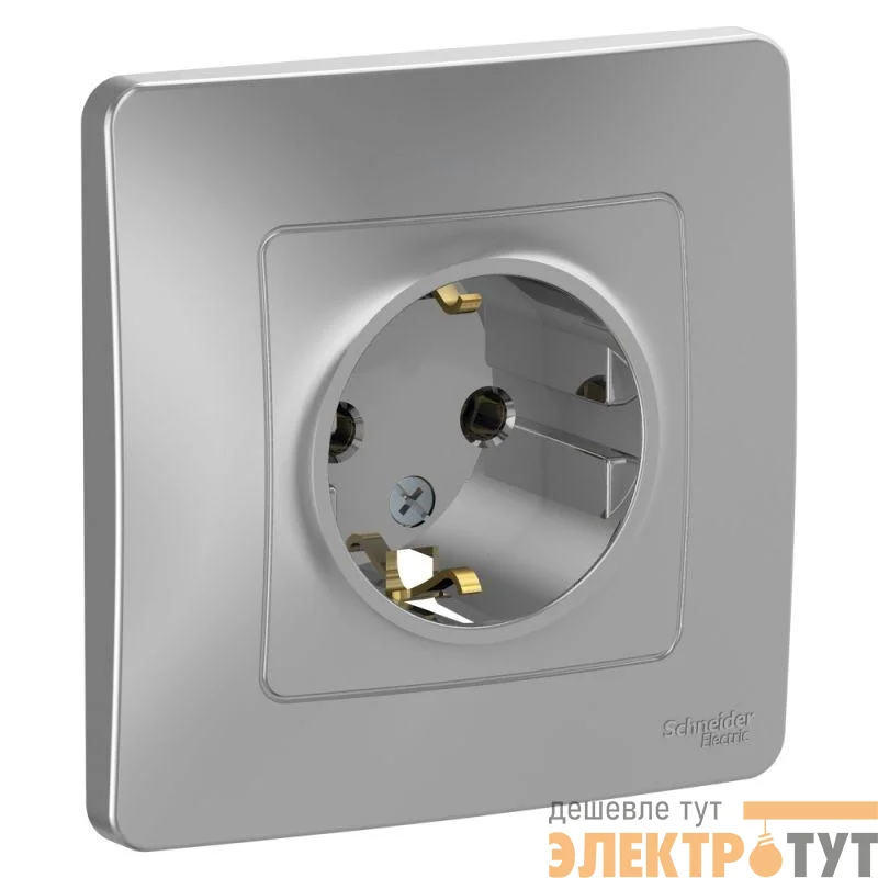 Розетка 1-м СП Blanca 16А IP20 250В с заземл. без защ. шторок алюм. SE BLNRS001013