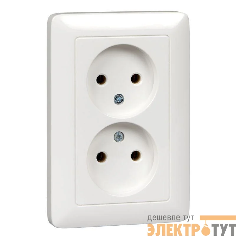 Розетка 2-м СП Хит 16А IP21 250В без заземл. без защ. шторок бел. SE RS16-235-B