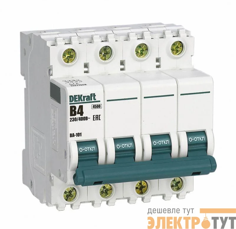 Выключатель автоматический модульный 4п B 4А 4.5кА ВА-101 DEKraft 11277DEK