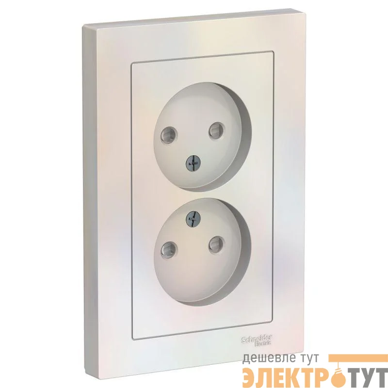 Розетка 2-м СП AtlasDesign 16А IP20 без заземл. защ. шторки в сборе жемчуж. SchE ATN000422