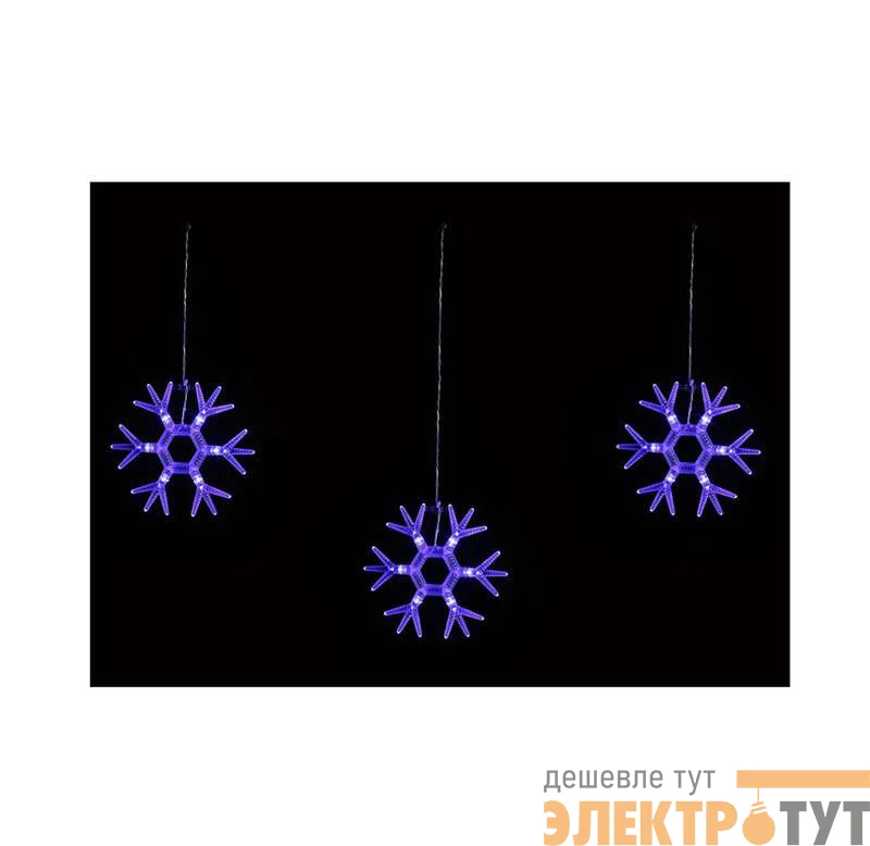 Гирлянда светодиодная "Снежинки-1" ULD-E1503-036/DTA BLUE IP20 SNOWFLAKES-1 1.5х3м 6 подвесов 36LED Uniel UL-00001406