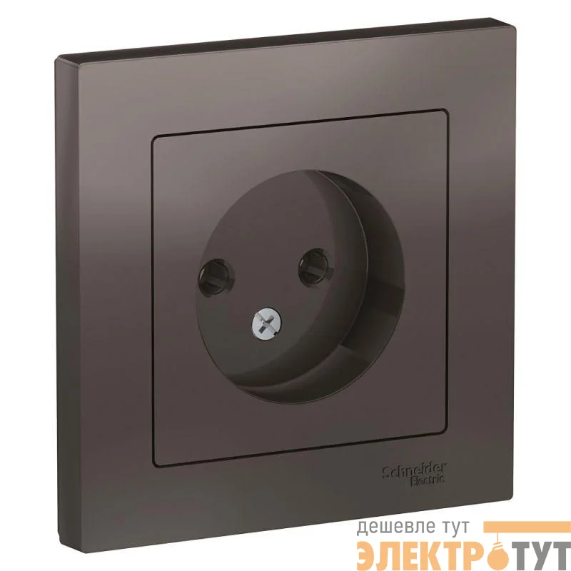 Розетка 1-м СП AtlasDesign 16А IP20 без заземл. в сборе мокко SchE ATN000640