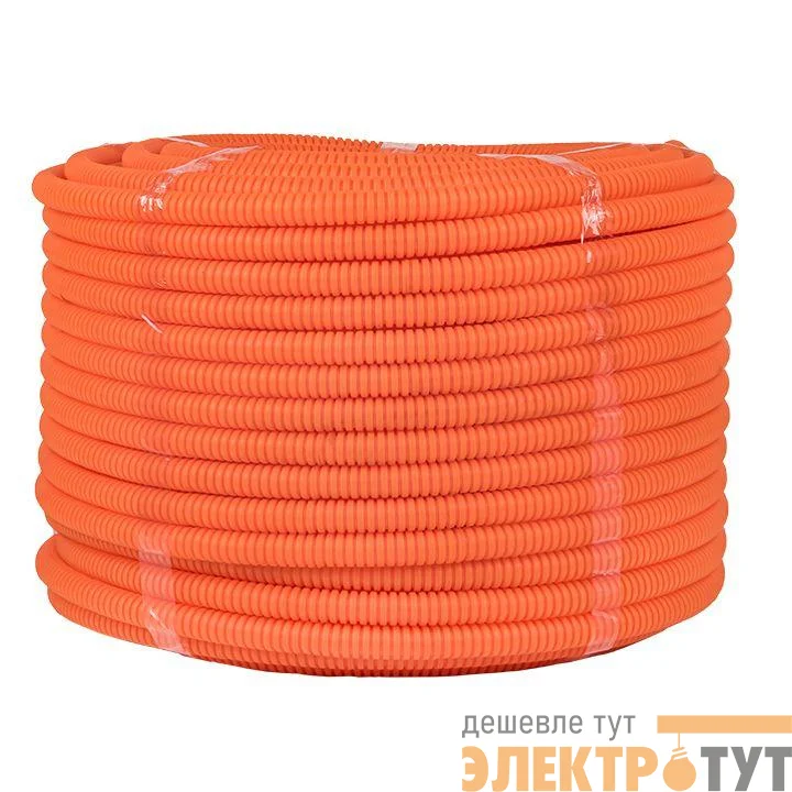 Труба гофрированная ПНД d20мм с протяжкой оранж. (уп.100м) Plast PROxima EKF tpnd-20-o