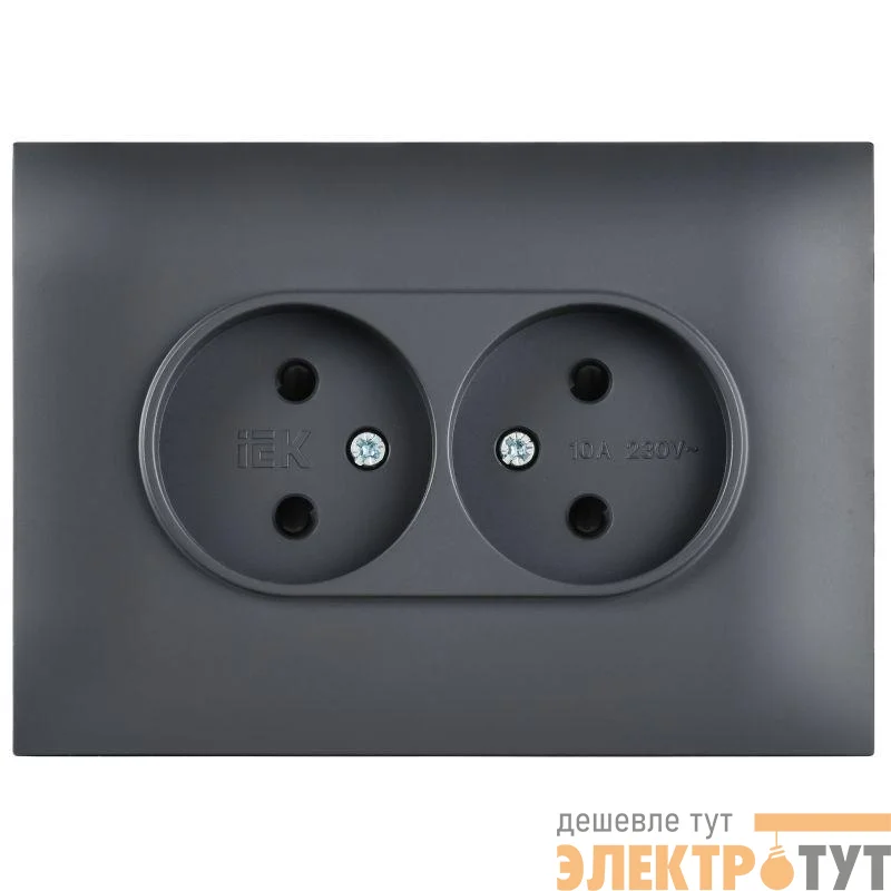Розетка 2-м SKANDY 10А без заземл. защ. шторки в сборе SK-R09T титан IEK SK-R23-10-K48-F