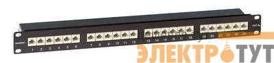 Патч-панель экранированная 19дюйм 1U кат.6а RJ45 LSA 24 порта DKC RN6APPF241BK