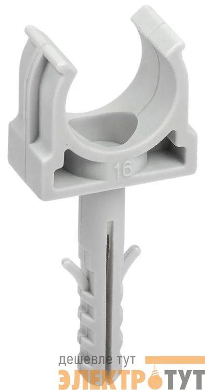 Держатель для труб (клипса) CT16 с защелкой и дюбелем без винта ELASTA IEK CTA10MP-CT16-K41-100