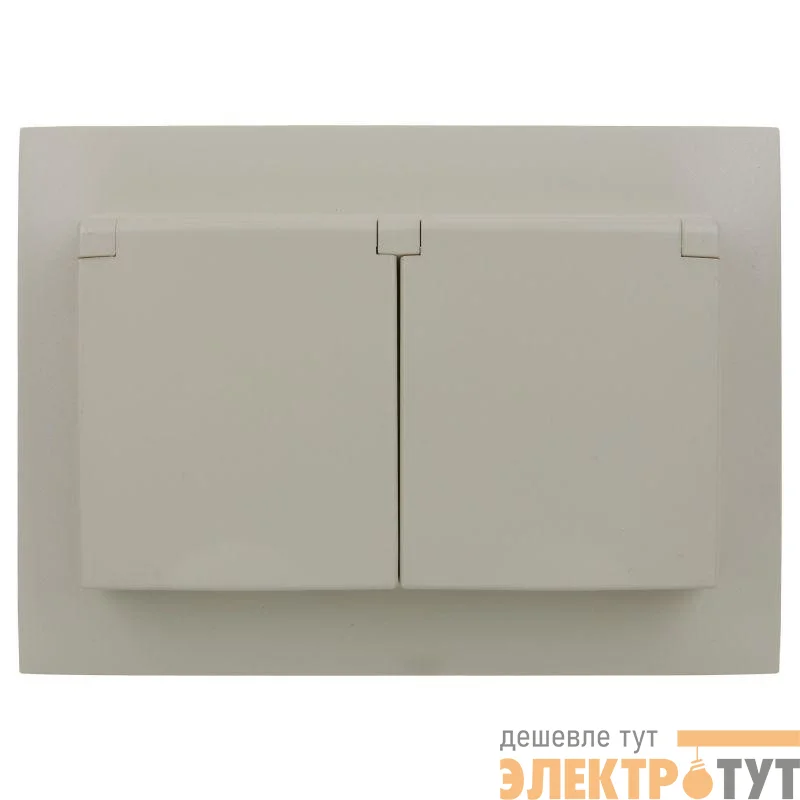 Розетка 2-м SKANDY 16А IP44 с крышкой в сборе SK-R12B беж. IEK SK-R26-16-44-K10-F