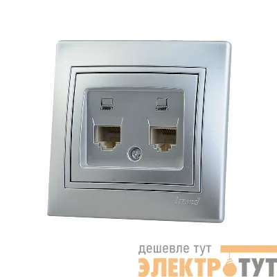Розетка компьютерная 2-м СП Мира RJ45 метал. сер. Lezard 701-1010-141